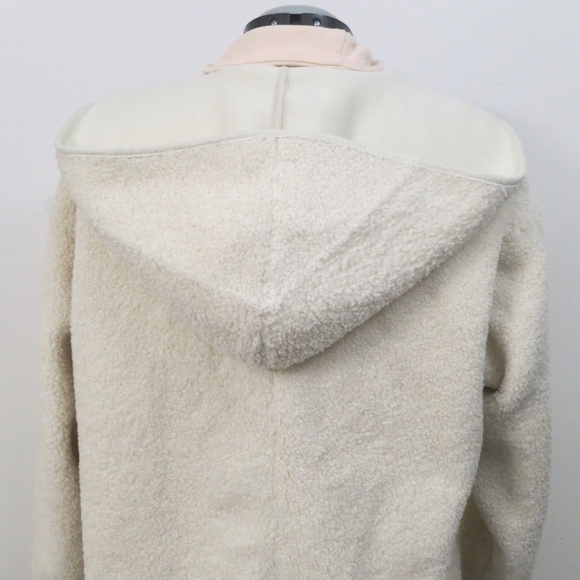 Joie Borg Teddy Sherpa Hooded Open Cardigan Jacket Vanilla Ivory Size M - Picture 3 of 13